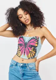 Denim Wings To Carry You Corset Top