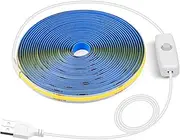 Weforu 5V COB LED Strip Lights USB for TV, 3000K Ultra Bright Flexible Backlight for Under Cabinet Shelf (Warm White 1M)