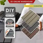 1P DIY WPC Interlocking Wood Deck Tiles Outdoor Garden Flooring Heavy Duty