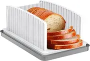 Bread Slicer for Homemade Bread, Bread Slicing Guide Adjustable Width, Foldable and Compact Cutting Guide with Crumb Tray, Suitability for Homemade Bread, Bagels, Cakes New Upgrade