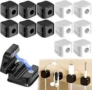 12PCS Cable Organiser, Magnetic Cable Management System for Desk - Adhesive Clips, Cord Keeper, Storage Holder for Office and Kitchen