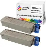 2 Pack Black Compatible Toner Cartridge for OKI 43324428 (6000 Pages) for OKI C5550MFP C5800 C5900