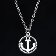 [ZOJK] Necklace 15Mm Circle Anchor Pendants Short Long Women Men Colar Choker Jewelry Gift