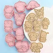 SWEETVERA 8 Pcs 3D Lovely Anime Biscuit Molds - Stamped Embossed Cookie Cutters for Baking Cupcake Pancake Apple Pie Pastry, Suitable for Gingerbread Frosting Decoration