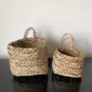 Woven Sea Grass Hanging Basket Set Of 2 Home Decor Storage Basket