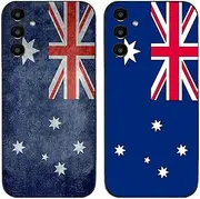 Case for Samsung Galaxy A35 5G I Retro Australia Flag Printed I TPU Gel Silicone I 2 Pcs Back Phone Case Cover