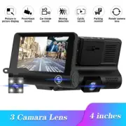 4‘' touch Screen Dash Cam 1080P 3 Lens Car DVR Recorder Front Inside Rear Camera