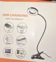 LED desk lamp white USB Magnifying Glass Ring Light Brand New Includes clamp