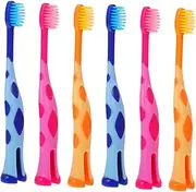 Anneome 6pcs Toothbrush Cute Cartoon Deer Design Soft Bristles for Gentle Cleaning Red Orange Encourages Fun Brushing