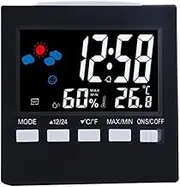 JSEIAJB Calendar Clock Alarm LED Backlight Temperature Humidity Display Sound Control Color Screen Weather