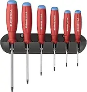 PB Swiss Tools SwissGrip Screwdriver Set with Wall Rack for Torx Screws, Size T8-T25