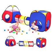 3 in 1 Kids Play Tent with Play Tunnels and Ball Pit, Pop Up Toddler Colorful