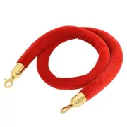Red Crowd Control Rope with Velvet Rope and Gold Polished Hooks