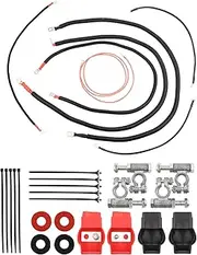 Battery Cables Compatible with 1999-2003 Ford Super Duty F250 F350 Excursion 7.3L, 2003-2007 F250 F350 Excursion 6.0L Power Stroke Diesel Engine 2/0 Wire with 90 Degree Bend Atstarter 2298-90