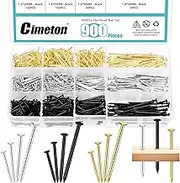 900Pcs 4 Sizes Nail Assortment Kit 20MM 25MM 30MM 38MM Small Nails Wall Nails Hardware Nails Finishing Nails Steel Nails Hardware Nails for Concrete Brick Drywall(Black/Golden/Silvery)