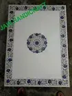 6'x3' white marble table top console coffee dining inlay blue lapis lazuli decor