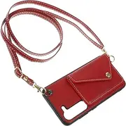 KOMBIUDA Phone Case with Card Holder and Crossbody Strap for Durable PU TPU Material Easy Installation Convenient Carrying for Everyday Use