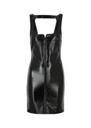 Courrèges Crinkled Vinyl Mini Dress - Black - 10 10