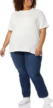 DKNY Summer Tops Short Sleeve T-Shirt, Pearl Grey Heather/Zest S