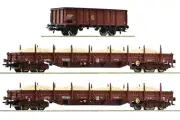 HO Scale Wagons - 77041 - 3 piece set (1): “Sand train”, DR
