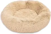 Best Friends by Sheri The Original Calming Donut Cat and Dog Bed in Shag Fur Taupe Large 36x36