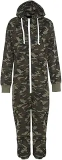 [Top Fashion18] Unisex Ladies Mens Army Print Zip Up Onesie Jumpsuit Size S-XL