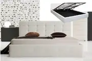 Istyle Milan Double Gas Lift Ottoman Storage Bed Frame Pu Leather White