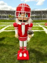 Football Player Touchdown Ball Sports Christmas 15" Nutcracker Red Uniform New