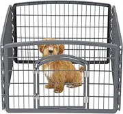 IRIS USA Dog Playpen, Exercise Pet Playpen with Door, 4-Panel, 24" H, Gray