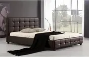 Double PU Leather Deluxe Bed Frame and Headboard - 190cm x 147cm Brown