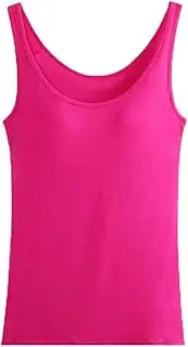 [Hamthuit] Women Tank-Top Built-in Bra Padded Stretchable Cotton Tops Camisoles Tube Vest Sleeveless Casual Vest