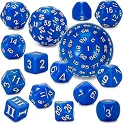 CiaraQ DND Polyhedral Dice Set (15pcs) D3-D100 Game Dice with Dice Bag for Dungeons and Dragons Role Playing Table Games
