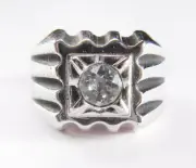 New Old Stock Chunky Vintage Men's Karatclad 14K HGE CZ Statement Ring - Sz. 7