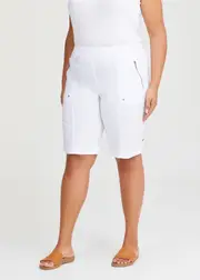 [Virtuelle] Taking Shape Zip Pocket Cargo Short Size 16 in White, Viscose - Plus Size Women's Shorts White