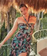 NWT Skye Black Manaus Diamond Mini Dress Tropical Designer Halter Tie S 4 6 $86