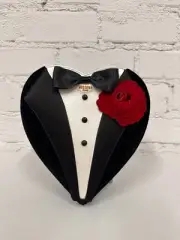 AW22 MOSCHINO Couture Jeremy Scott Black Tuxedo Groom Bow Tie Heart Shaped Bag