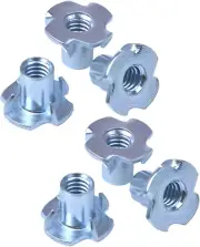 T Nuts 1/4"-20,Hincell 50Pcs Zinc Plated Steel T-Nut 4 Pronged Tee Blind Nuts As