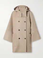 [Max Mara] Max Mara - Arturo Double-breasted Hooded Wool And Cashmere-blend Coat - Beige - UK 14 UK 14 Neutrals
