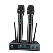 Wireless Microphone, Metal Dual Professional UHF Cordless Dynamic Mic