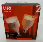 New LIFX Color Bulb 2 Pack A19 1100 lumens WiFi Smart LED E26 HB2LHLA19E26US