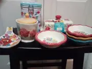 Lot Pioneer Woman Butter Dish Sugar Bwl Spoon Rest 3 Mini Bowls Mini Pie Pan Tin