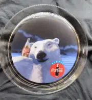 Coca Cola Collectible 1995 Polar Bear Glass Platter Coke 13" Serving Tray w/ box
