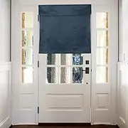 sourcing map Blackout Door Curtains, French Side Door Window Curtain for Privacy, Glass Patio Front Doors Sidelight Tie Up Shade, Navy Blue, 26" x 28", 1 Panel