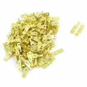 A● 100 Pcs Gold Tone 6.25mm Wide Male Spade Crimp Terminal Connectors
