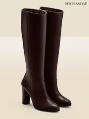 Sosandar Brown Suede Zip Knee High Boots (Q49118) | $381