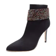 Women Silver Metal Boot Chain Bracelet Shoe Strap Charm Multicolor Rhinestones