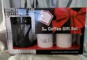 PRIMULA 3pc Gift Set 8 Cup Coffee Press & 2 Ceramic Mugs Cups 16oz Naughty Nice!