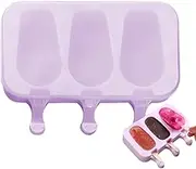 Ice Cream Molds - 3 Grid Pop Making Trays Mold | 7.68x4.13 Inches Homemade Ice Cream Molds | Easy Release Reusable Ice Cream Stick Moulds for Pudding Fruit Lollipop Creative Dessert Making