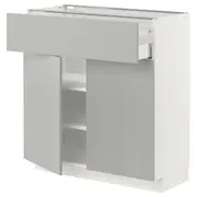 METOD / MAXIMERA base cabinet with drawer/2 doors, white/Havstorp light grey, 80x37x80 cm