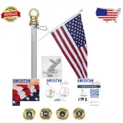 USA-Made 3x5 ft American Flag with 6 ft Heavy Duty Spinning Flag Pole Kit